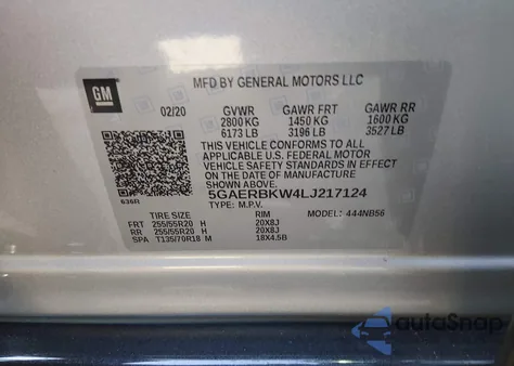 2020 Buick Enclave Essence z USA, uszkodzony, nr VIN 5GAERBKW4LJ217124